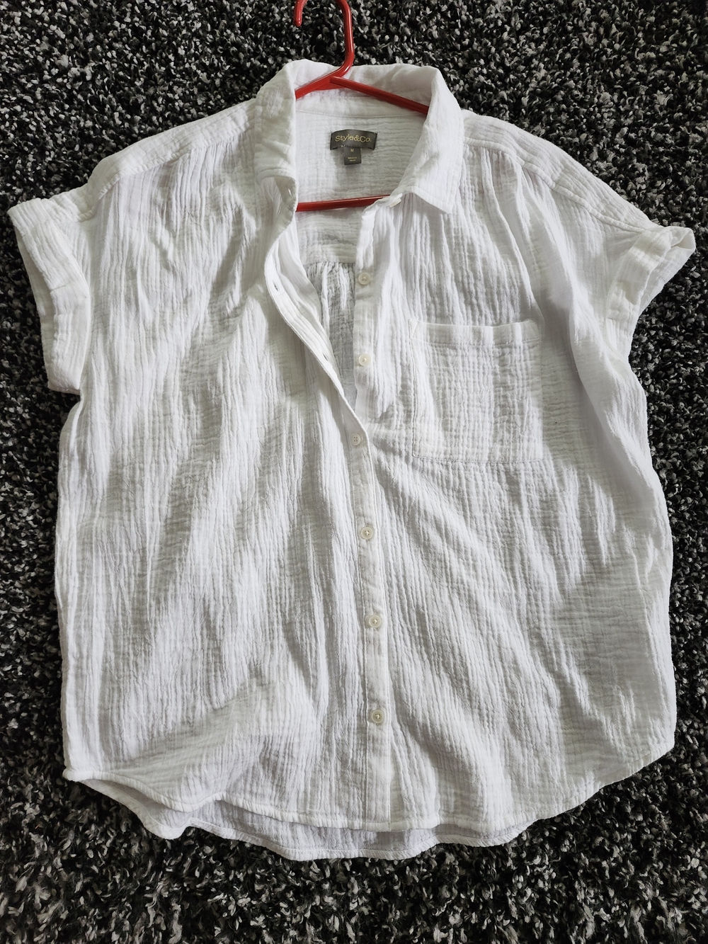 Lightweight White Gauze Button-Up Shirt Sz M